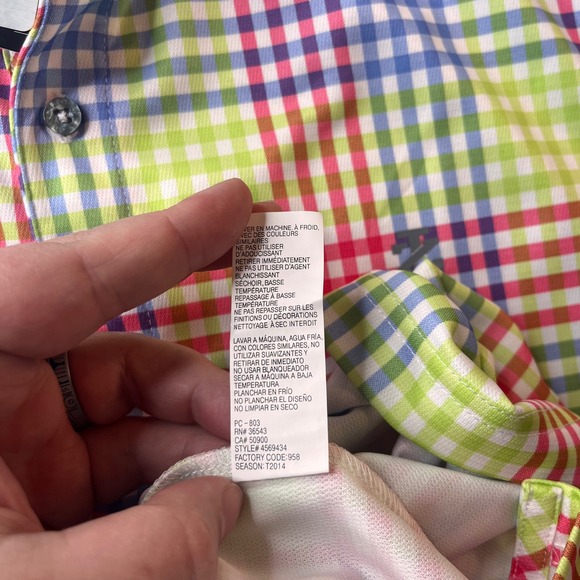 IZOD Golf Mens Large Polo Shirt Multicolor Plaid Gingham Short Sleeve NWT - Picture 5 of 9
